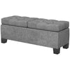 46" Storage Ottoman Bench, Upholstered End of Bed Bench with Steel Frame & Hinges, Button Tufted Storage Bench for Living Room, Entryway, Gray
