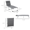 Foldable Reclining Sun Lounger Lounge Chair Camping Folding Bed Cot 5-Position Adjustable Back with Pillow for Patio Garden Beach Pool Grey