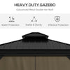 10' x 10' Hardtop Gazebo, Pavilion Gazebo with Curtains, Nettings, Aluminum Frame, Hooks, for Garden, Patio, Dark Brown