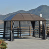 10' x 13' Hardtop Gazebo with Curtains, Netting, Pavilion with Steel Roof Ceiling Hook for Garden Patio, Gray