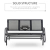 3-Person Outdoor Patio Glider Bench, Porch Glider Swing with 3 Seats, Breathable Mesh Fabric, Metal Frame, Black