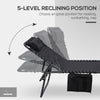 Folding Chaise Tanning Lounge Chair w/ 5-level Reclining Back, Reading Hole, Side Pocket, Headrest, Black