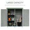 Outdoor Storage Cabinet Wooden Garden Shed Utility Tool Organizer with Waterproof Asphalt Rood, Lockable Doors, 3 Tier Shelves, Grey