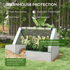 Raised Garden Bed, Outdoor Metal Planter Box with Small Greenhouse, Outdoor Planter Box with Cover, White and Silver