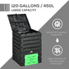 Garden Compost Bin, 120 Gallon (450L) Garden Composter with 80 Vents and 2 Sliding Doors, Lightweight & Sturdy, Creation of Fertile Soil