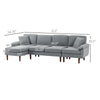 L Shape Sofa, Modern Sectional Couch with Reversible Chaise Lounge, Pillows and Wooden Legs for Living Room, Gray