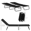 Folding Chaise Lounge Pool Chairs, Set of 2 Outdoor Sun Tanning Chairs, 5-Position Reclining Back & Oxford Fabric for Beach, Patio, Black