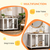 41.75" x 23.5" Wooden Dog Crate, Dog Cage with Wheels & Big Tabletop, Indoor Dog Crate Furniture with Lockable Door, White
