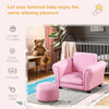 Kids Sofa Set with Footstool, Upholstered Armchair for Kids 18M+, Baby Sofa for Playroom, Children's Bedroom, Nursery Room, Pink