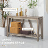 Farmhouse Console Table with Storage Shelf, Rustic Sofa Table with Anti-tipper for Living Room, Bedroom and Entryway, Gray