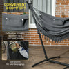 Patio Hammock Chair with Stand, Outdoor Hammock Swing Hanging Lounge Chair with Side Pocket and Headrest, Dark Gray