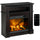 Free Standing Electric Fireplace with Mantel, Freestanding Electric Fireplace Heater with Logs Hearth, Shelf and Remote Control, 1400W, Brown