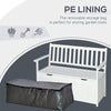 41 Gallon Outdoor Storage Bench, Wooden Deck Box with Inner waterproof PE Lining, 2-Seat Container Perfect for Patio Garden, White