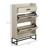 Slim Shoe Storage Cabinet, Shoes Cabinet Organizer with 2 Flip Drawers, Adjustable Shelves for 12 Pair, Distressed White