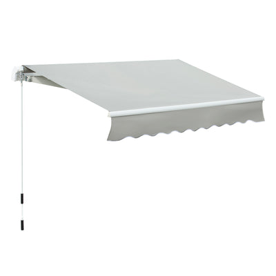 8' x 7' Patio Manual Retractable Awning Outdoor Patio Sun Shade w/ Crank Handle Deck Window Cover  Gray