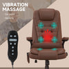 Massage Office Chair, Reclining Desk Chair with 6 Vibration Points and 3 heating modes, Armrest and Remote, Brown