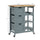 Rolling Kitchen Cart, Kitchen Island with Wood Top, Shelves & Drawers for Dining Area, Gray