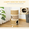 28 Inch Cat Condo, 3 Story Cat Hideaway with Sisal Scratching Pad