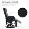 Swivel Recliner Chair with Footrest and Armrest, Black