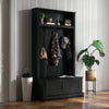 Hall Tree, Entryway Bench with Coat Rack and Shoe Cabinet, Wooden Coat Rack Bench for Living Room, Home, Black