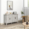 Kitchen Sideboard Cabinet with 4 Barn Doors and 2 Adjustable Shelves, Kitchen Buffet Cabinet for Living Room, Hallway, Gray