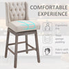 2 Piece Bar Height Chair Swivel Barstool with Integrated Footrest  Solid Wood Design and a 180 Degree Rotation Beige