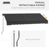 8' x 6.5' Retractable Awning, 280gsm UV Resistant Sunshade Shelter for Deck, Balcony, Yard, Dark Gray