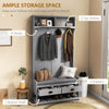 3-in-1 Hall Tree, Entryway Bench with Coat Rack, Mudroom Bench with Shoe Rack, 2 Storage Drawers, 4 Hooks and Cushions for Hallway, Gray
