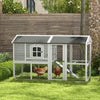 Wooden Chicken Coop with Run for 3-4 Chickens, Hen House with Nesting Box & Removable Tray, Outdoor Poultry Cage, 77.5" x 32.5" x 46", Gray