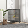 Metal Bird Cage with Stand for Parrots, Lovebirds, Finches, Gray