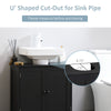 Under Sink Cabinet with 2 Doors and Shelf, Pedestal Sink Bathroom Vanity Furniture, Black