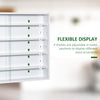 5-storey Wall Shelf Display Cabinet w/2 Glass Doors and 4 Adjustable Shelves, White