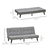 Convertible Lounge Futon Sofa Bed 3 Seater Tufted Fabric Upholstered Sleeper with Adjustable Backrest  Wood Legs