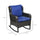 Outdoor Wicker Rocking Chair Rattan Rocker w/ Cushion, Steel Frame, High Weight Capacity for Patio, Garden, Dark Blue