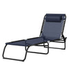 4-Position Reclining Beach Chair Chaise Lounge Folding Chair - Dark Blue