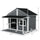 Outdoor Dog House Cabin Style  for Medium/Large Dogs, Wooden Raised Pet Kennel with Asphalt Roof,Loading 53 lbs., Gray