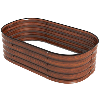 3.4 x 2 x 1ft Galvanized Raised Garden Bed Kit, Metal Planter Box with Safety Edging, Brown