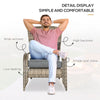 Patio Wicker Adirondack Chair, Outdoor All-Weather Rattan Fire Pit Chair, Cushions, Tall Curved Backrest and Comfortable Armrests