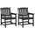 2 Pieces HDPE Outdoor Chair, Garden Chair Set with Armrests and Slatted Back for Patio, Lawn, Poolside, Black