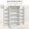 41" White Kitchen Pantry Cabinet, Kitchen Pantry Storage Cabinet with 5-tier Shelving, 12 Spice Racks and Adjustable Shelves