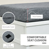 Shoe Storage Bench, Modern Shoe Bench with Thick Padding, Hook and Loop Fastener for Entryway, Hallway, Shoe Rack Bench, White/Grey