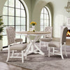 Retro 4-Piece Round Dining Table Set with Extendable Table and Upholstered Chairs, Oak Natural Wood + Off White