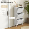 Modern Shoe Storage Cabinet with 3 Flip Drawers and Louvered Doors for 6 Pairs of Shoes, White