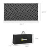 Reversible Outdoor Rug Carpet RV Camping Rugs with Carry Bag, 9' x 18', Black & Gray Geometric