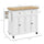 Kitchen Island on Wheels, Rolling Cart with Rubberwood Top, Spice Rack, Towel Rack and Drawers for Dining Room, White
