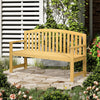 56" Outdoor Patio Wood Bench, 2-Seater Garden Bench with Slatted Seat, Backrest & Arm Rests for Patio, Porch, Poolside, Natural
