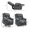 Overstuffed Power Lift Recliner Chair with Vibration Massage and Heat, Side Pockets, Pocket Spring for Comfort-Seeking Adults – Gray