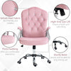 Home Office Chair, Velvet Computer Chair, Button Tufted Desk Chair with Swivel Wheels, Adjustable Height, and Tilt Function, Pink