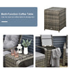 3 Piece PE Rattan Patio Chairs Porch Furniture Set with 2 Chairs Padded Seats & 1 Side Table with Storage  Grey