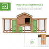 80" Wooden Chicken Coop House, Backyard Hen Poultry Cage with Nesting Box, Double Run, Removable Tray and Asphalt Roof, Natural/Green